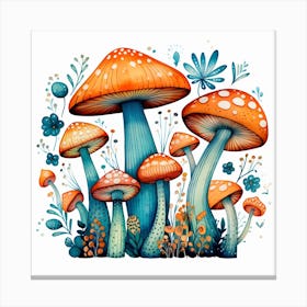 Mushrooms On A White Background 1 Canvas Print