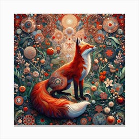 Red Fox in the Style of Collage-inspired 2 Canvas Print