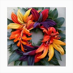 Colorful Lily Wreath Canvas Print