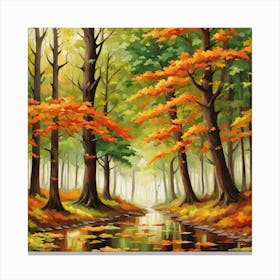 Forest In Autumn In Minimalist Style Square Composition 331 Canvas Print