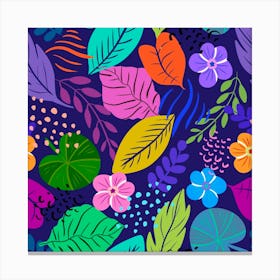 Tropical leaves and flowers Canvas Print