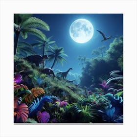 Dinosaurs In The Jungle Canvas Print