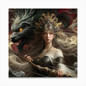 Chinese Girl With Dragon Canvas Print