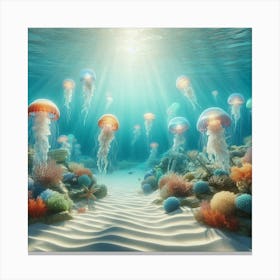 Jellyfish Underwater Canvas Print