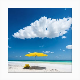 Yellow Umbrella On The Beach Canvas Print