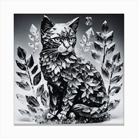 Black and White Crystal Cat Canvas Print