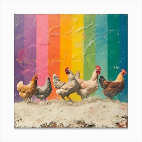 Rainbow Stripe Chicken Collage 2 Canvas Print