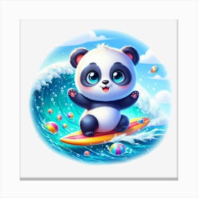 Panda Bear Surfing 2 Canvas Print