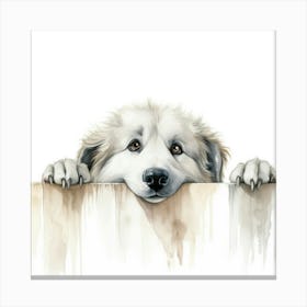 Dog Peeking Over The Wall 16 Canvas Print