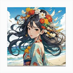 Flower Girl At The Beach 4 1 Canvas Print