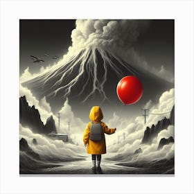 A child watching a Volcanic eruption Canvas Print