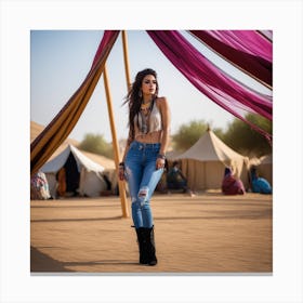 Girl In The Desert Canvas Print