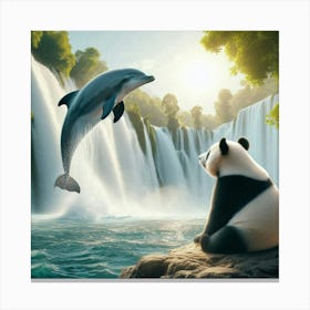 Panda And Dolphin Canvas Print