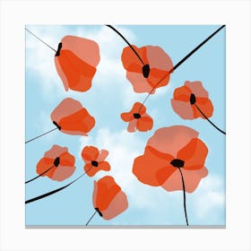 Perspective Orange Flowers Square Canvas Print