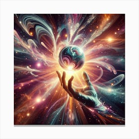 Hand Holding A Planet Canvas Print