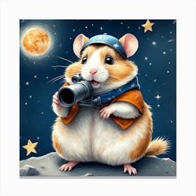 Hamster On The Moon Canvas Print