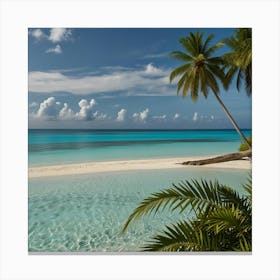 A Tropical Island With White Sandy Beaches, Turquoise Waters, And Lush Vegetation Canvas Print