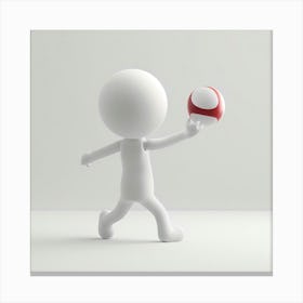 3d Character Holding A Ball Canvas Print