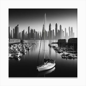 Black And White Cityscape Canvas Print