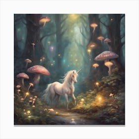 Unicorn In The Forest 2 Canvas Print