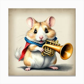 Hamster Playing Trumpet 2 Canvas Print