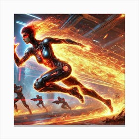 Female Warrior Inferno Charge Scifi Canvas Print