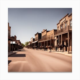 Western Town In Texas With Horses No People (26) Canvas Print