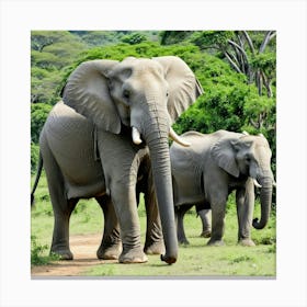 Elephants In The Savannah 2 Canvas Print