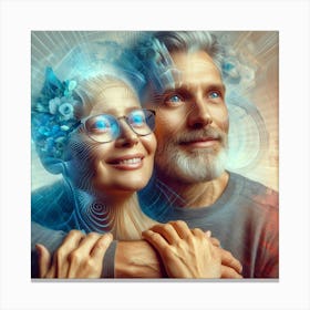 Elderly Couple With A Futuristic Face Canvas Print