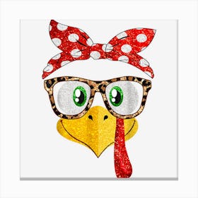 Funny Thanksgiving Cute Turkey Face Leopard Women Girls Canvas Print