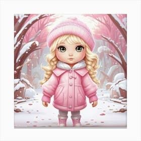 Little Girl In The Snow 3 Canvas Print