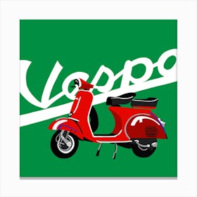 Vespa Scooter on green Canvas Print