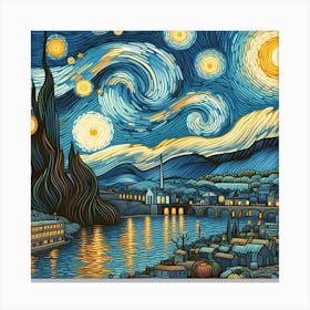How I Reimagined Van Gogh’s Starry Night Over the Rhône in Pastel Colors Canvas Print