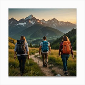 Hikers In The Mountains Canvas Print