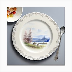 Landscape On A Plate Art Canvas Print