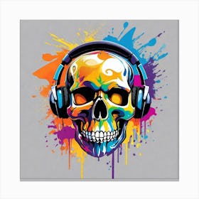Skull With Headphones 3 Canvas Print