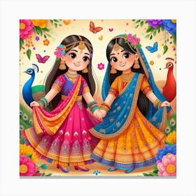 Two Indian Girls 2 Canvas Print