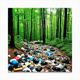 Forest Pollution Garbage Trash Waste Debris Litter Rubbish Environment Ecological Crisis (15) Canvas Print