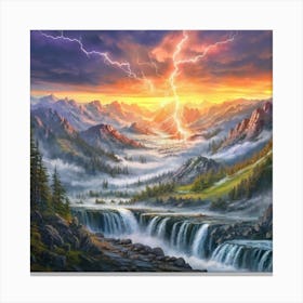 Lightning In The Mountains 2 Canvas Print