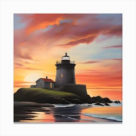 Lighthouse At Sunset 2 Canvas Print