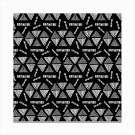 Tribal Triangles Shapes Gray Black Canvas Print