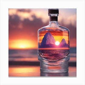 Vivid Colorful Sunset Viewed Through Beautiful Crystal Glass Bottel, Close Up, Award Winning Photo (3) Canvas Print
