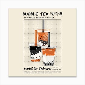 Bubble Tea Square Canvas Print