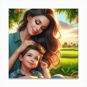 Love of mother and son Canvas Print