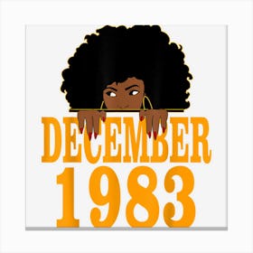 December 1983 39th Birthday 39 Years Old Black Women Girls Canvas Print