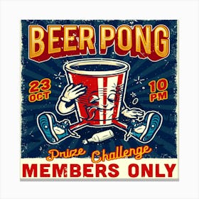 Beer Pong,vintage college poster Canvas Print