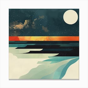 Moon Over The Ocean 1 Canvas Print