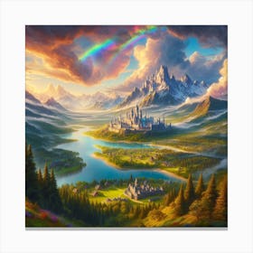 Rainbow Over The Castle Canvas Print