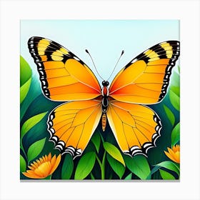 Butterfly On A Flower Canvas Print