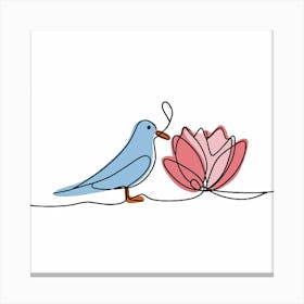 Bird And Flower Canvas Print